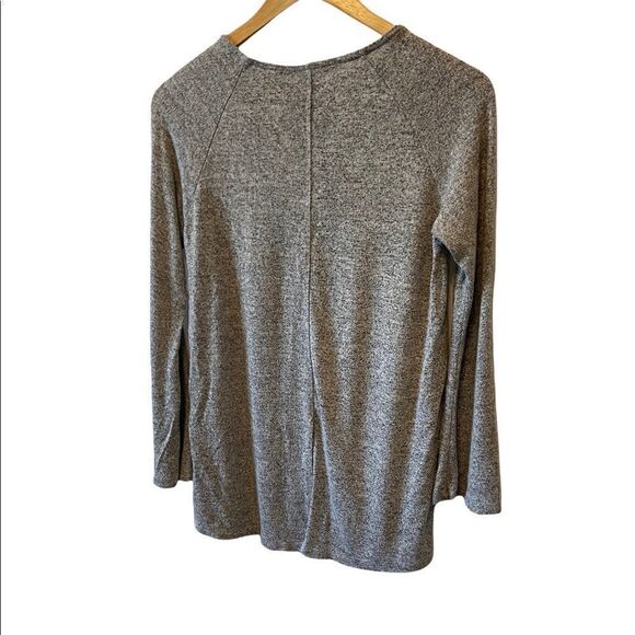 COIN 1804 Heathered Grey Long Loose Stretch Fit Long Sleeve Button Detail Top S - Picture 5 of 8
